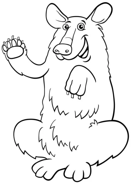 Black White Cartoon Illustration American Black Bear Baribal Animal Character — Stock Vector