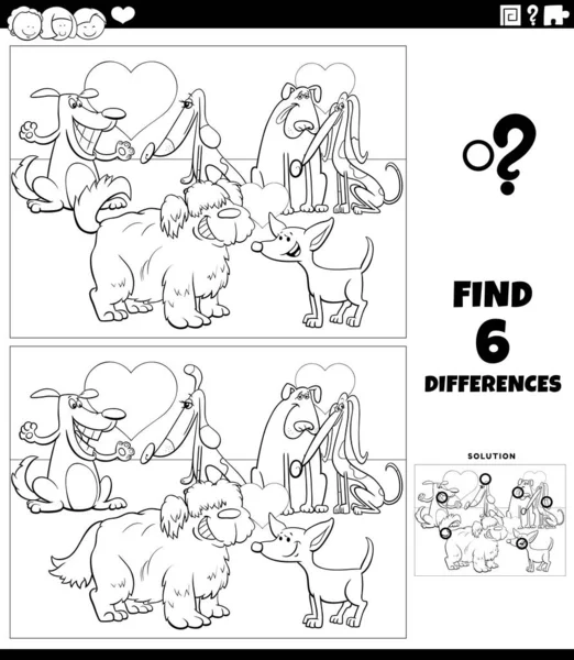 Dibujos Animados Blanco Negro Ilustración Encontrar Diferencias Entre Imágenes Juego — Vector de stock