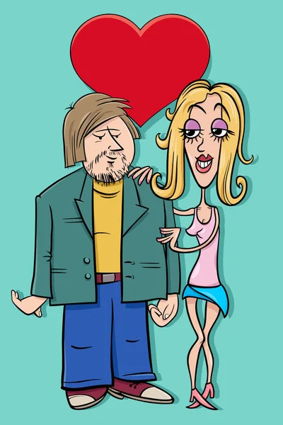 Valentijnsdag Wenskaart Cartoon Illustratie Met Vrouw Man Personages Liefde — Stockvector