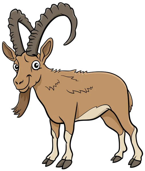 Ilustrasi Kartun Karakter Lucu Hewan Ibex - Stok Vektor