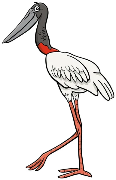 Cartoon Ilustrace Legrační Jabiru Pták Komické Zvíře Charakter — Stockový vektor