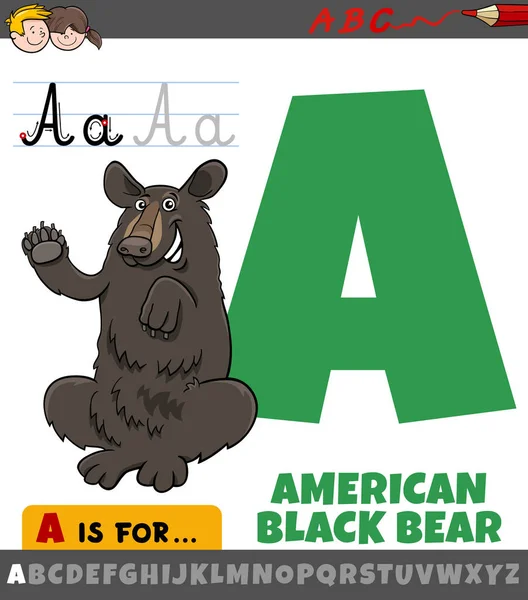 Educatieve Cartoon Illustratie Van Letter Uit Alfabet Met Amerikaanse Zwarte — Stockvector