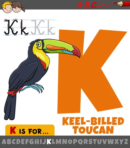 Educatieve Cartoon Illustratie Van Letter Uit Alfabet Met Kiel Gefactureerde — Stockvector