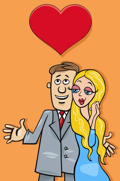 Valentines Day Greeting Card Cartoon Illustration Funny Couple Love — Stock Vector