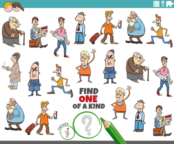 Illustrazione Cartone Animato Trovare Gioco Educativo Immagine Tipo Con Personaggi — Vettoriale Stock