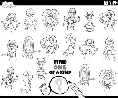 Çizgi roman illüstrasyonları komik kadın karakterlerin kitap sayfalarını boyamasının nazik resimlerinden birini bulun.