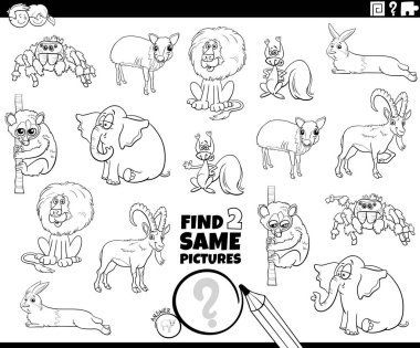 Çizgi film illüstrasyonu, çizgi roman karakterleri boyama sayfasının olduğu iki eğitici oyun.