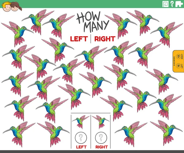 Dibujos Animados Ilustración Tarea Educativa Contar Imágenes Orientadas Izquierda Derecha — Vector de stock