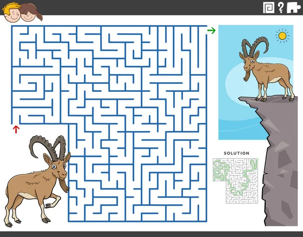 Illustration Dessin Animé Jeu Puzzle Labyrinthe Éducatif Pour Les Enfants — Image vectorielle