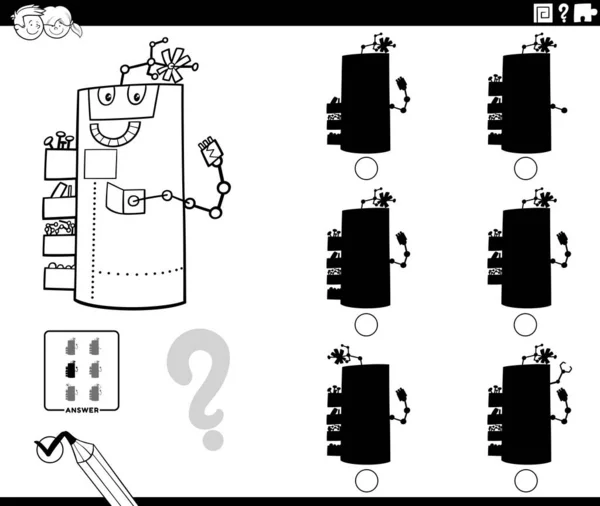 Illustrazione Bianco Nero Del Cartone Animato Trovare Ombra Senza Differenze — Vettoriale Stock