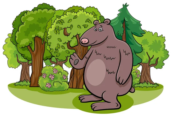 Dibujos Animados Ilustración Carácter Animal Oso Bosque — Vector de stock