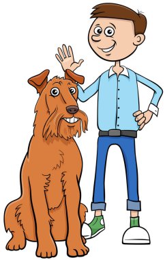 Çizgi film karakteri ve evcil köpeği.