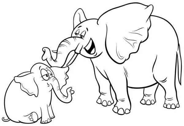 Zwart Wit Cartoon Illustratie Van Schattige Baby Olifant Dier Karakter — Stockvector