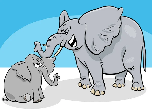 Illustration Bande Dessinée Bébé Éléphant Personnage Animal Mignon Avec Mère — Image vectorielle