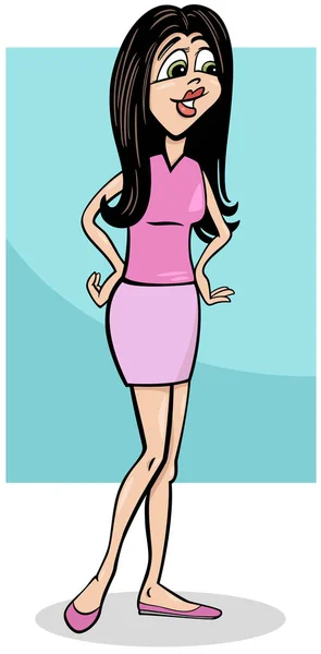 Cartoon Illustration Pretty Young Girl Comic Character — Stock Vector