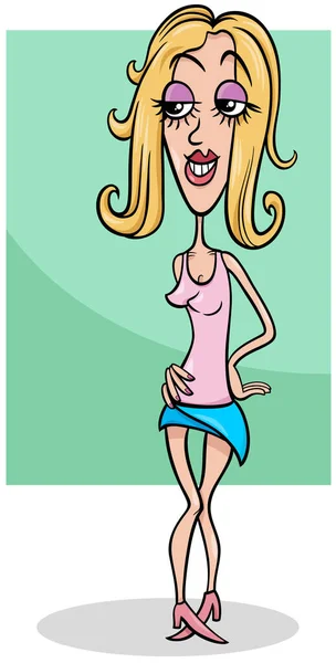 Cartoon Illustration Funny Young Woman Comic Character — Stock Vector