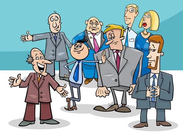 Illustration Bande Dessinée Hommes Affaires Gestionnaires Groupe Personnages — Image vectorielle