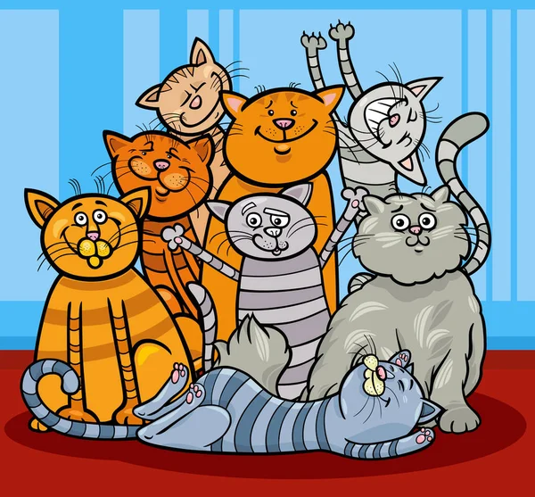 Мультфильм Забавных Котах Котятах Animal Characters — стоковый вектор