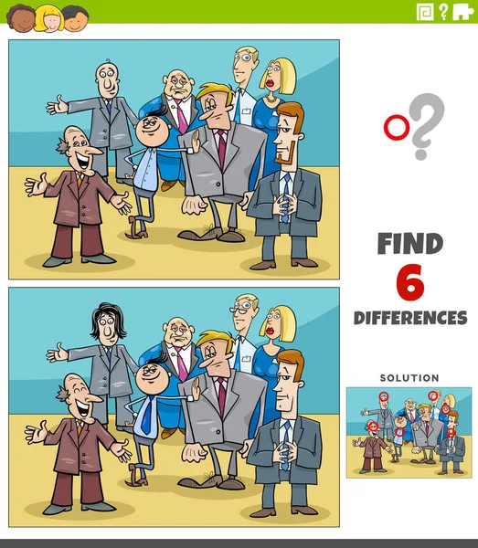 Cartoon Illustration Finding Differences Pictures Educational Game Children Businessman Characters — Stock Vector