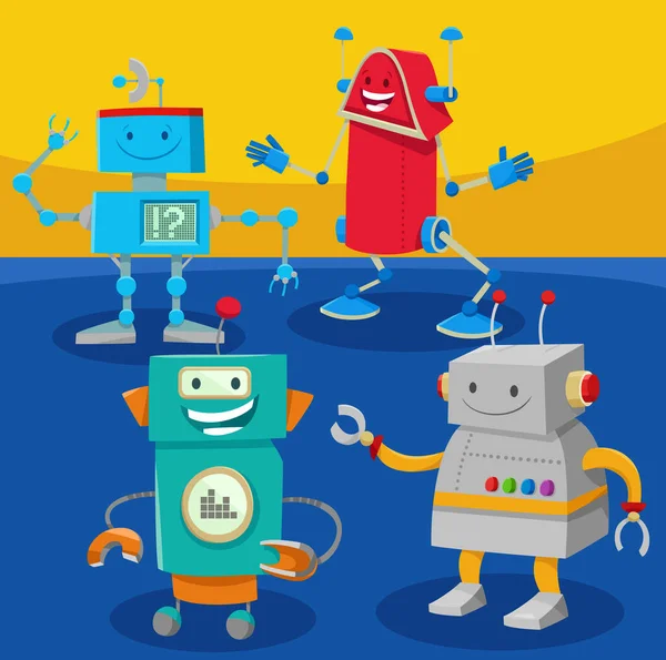 Cartoon Illustratie Van Funny Robots Droids Fantasy Personages — Stockvector