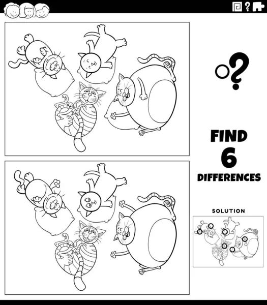 Illustration Bande Dessinée Noir Blanc Trouver Les Différences Entre Les — Image vectorielle