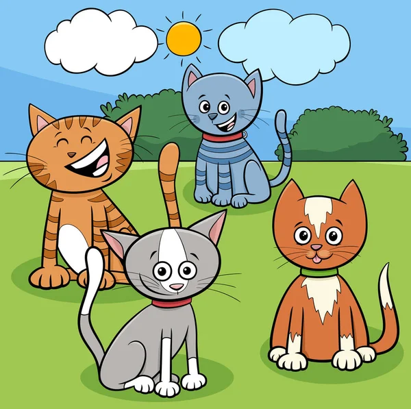 Мультфильм Забавных Котах Котятах Animal Characters — стоковый вектор