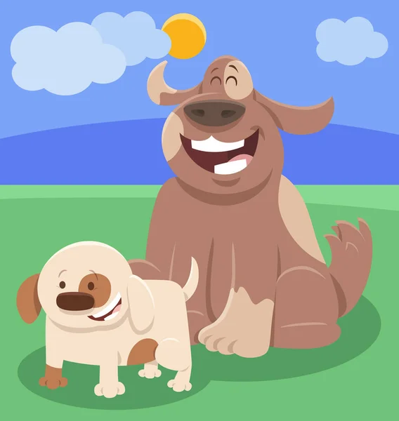 Dibujos Animados Ilustración Perro Animal Carácter Con Lindo Perrito — Vector de stock