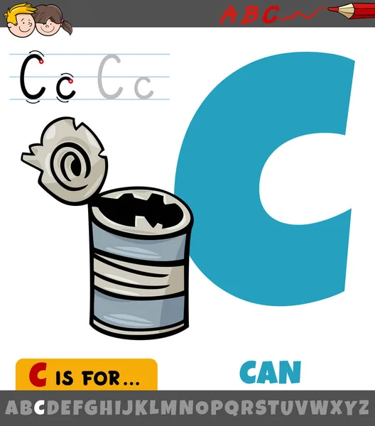 文字Cのアルファベットからの教育漫画のイラスト缶オブジェクト — ストックベクタ
