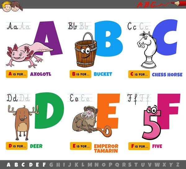 Illustration Bandes Dessinées Lettres Majuscules Alphabet Ensemble Éducatif Pour Pratique — Image vectorielle