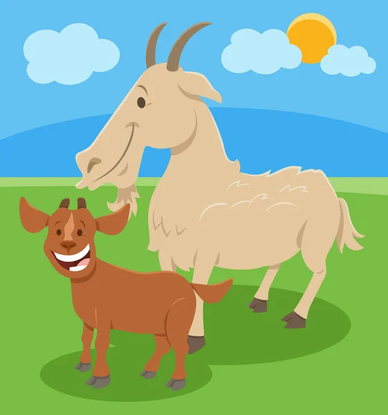 Cartoon Illustration Funny Goat Farm Animal Character Little Kid — стоковый вектор