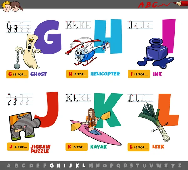 Cartoon Illustratie Van Hoofdletters Uit Alfabet Educatieve Set Voor Lezen — Stockvector