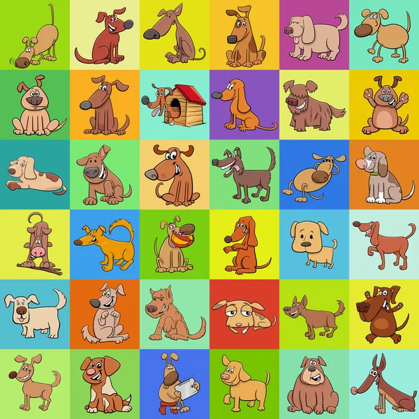 Cartoon Illustration Background Pattern Decorative Paper Design Funny Dog Characters — ストックベクタ