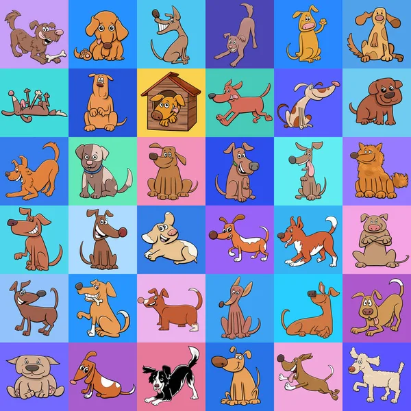 Desenhos Animados Ilustração Fundo Padrão Design Papel Decorativo Com Cães —  Vetores de Stock
