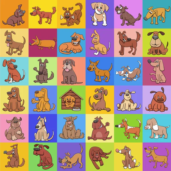 Cartoon Illustration Background Pattern Decorative Paper Design Happy Dog Characters — ストックベクタ