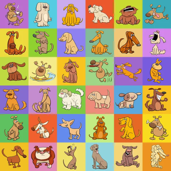 Cartoon Illustration Background Pattern Decorative Paper Design Comic Dog Characters — стоковый вектор