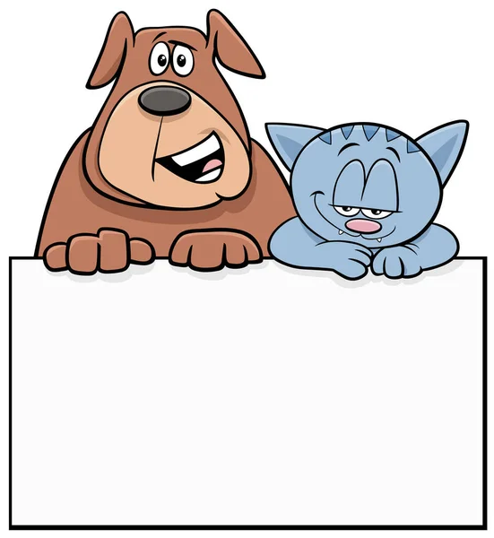 gato e cachorro dos desenhos animados com design gráfico de placa