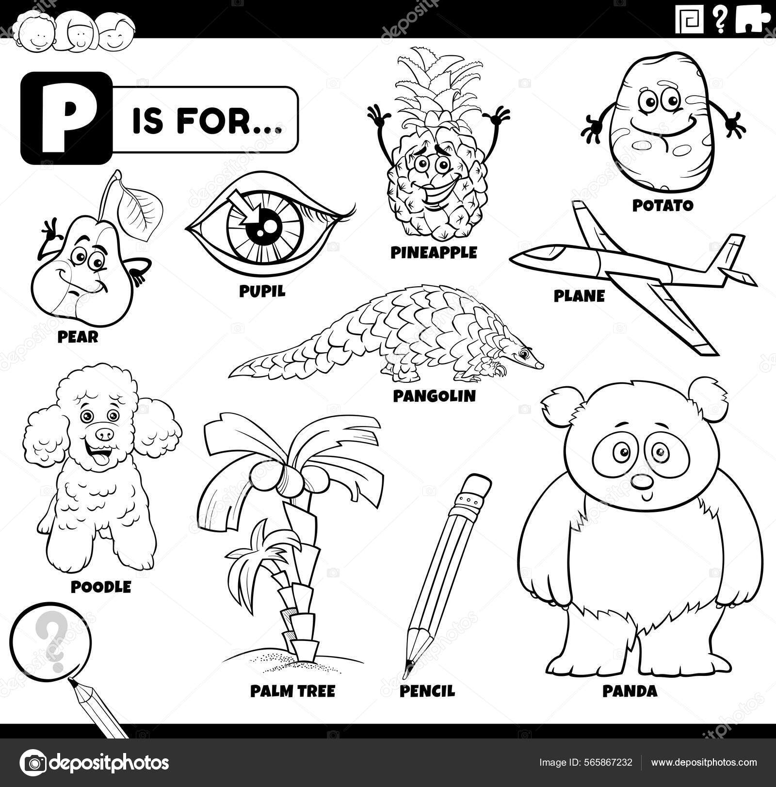 Colorir o jogo educacional panda bonito dos desenhos animados para