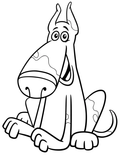 Schwarz Weiße Zeichentrickillustration Des Glücklichen Hundes Comic Animal Charakter Malbuch — Stockvektor