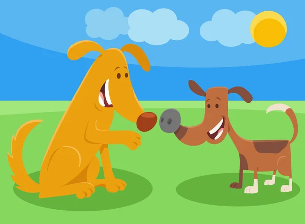 2匹の幸せな犬の漫画のイラスト漫画の動物キャラクター — ストックベクタ