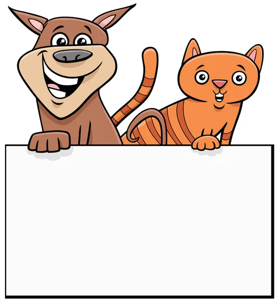 Dibujos Animados Ilustración Perro Gato Con Diseño Gráfico Tarjeta Blanco — Vector de stock
