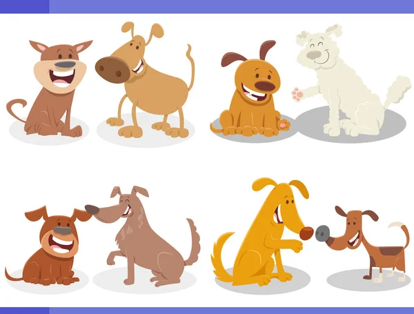 Illustrasjon Funny Dogs Animal Characters Set – stockvektor