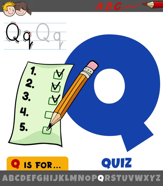 Educational Cartoon Illustration Letter Alphabet Quiz Word — Stock Vector