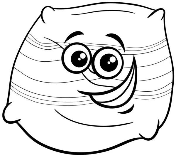 Black White Cartoon Illustration Pillow Object Clip Art Comic Character — Stock Vector