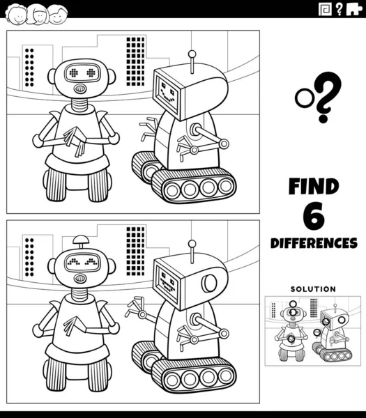 Desenhos Animados Preto Branco Ilustração Encontrar Diferenças Entre Imagens Jogo — Vetor de Stock