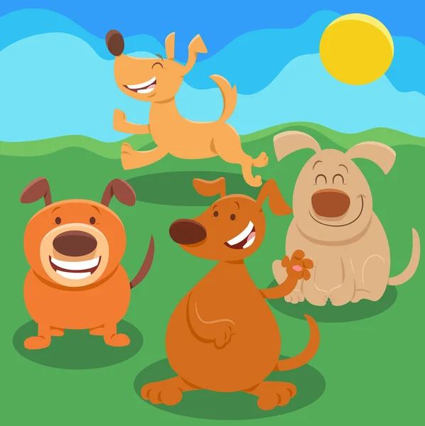 Мультфильм Группе Анимационных Персонажей Funny Dogs — стоковый вектор