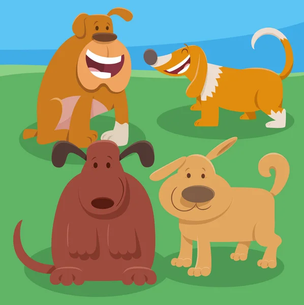 Illustration Dessins Animés Chiens Mignons Animal Characters Group — Image vectorielle