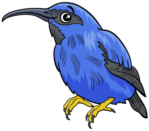 面白いハニークリーパー鳥の動物のキャラクターの漫画イラスト — ストックベクタ