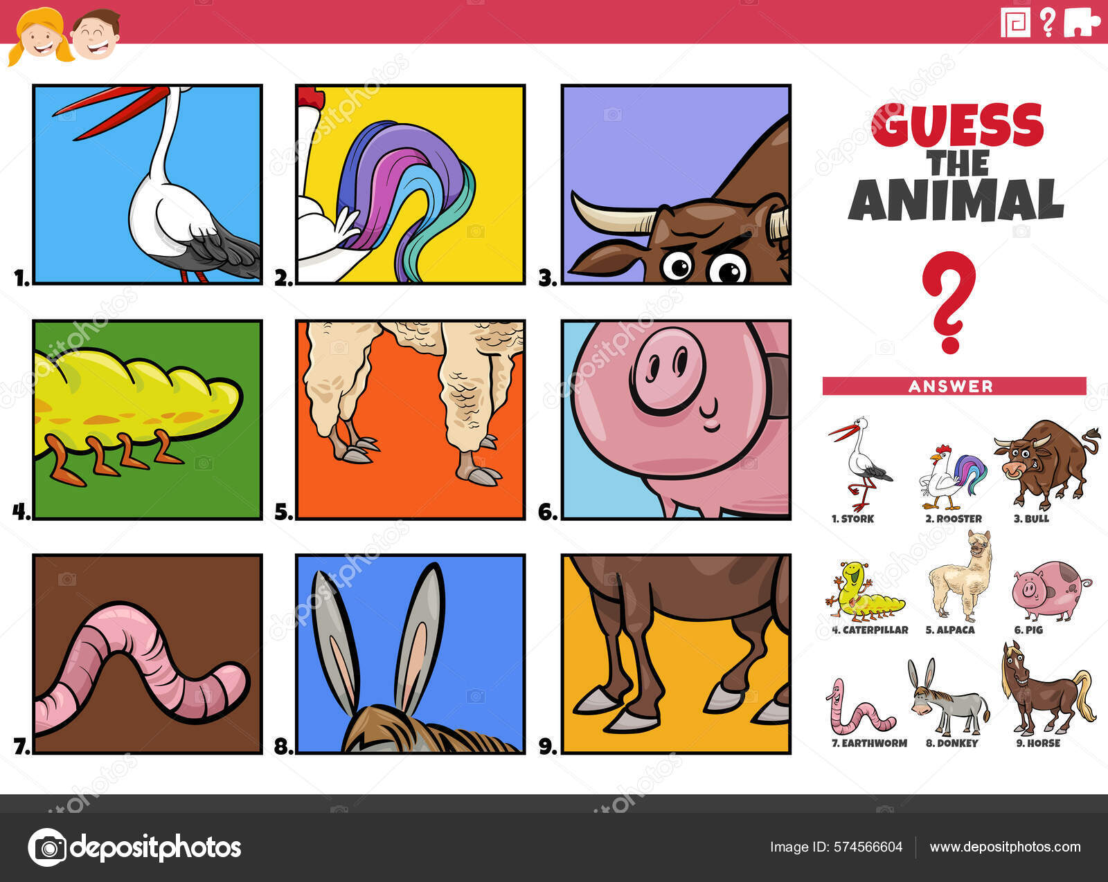 Meu primeiro quebra-cabeça. ilustração em vetor dos desenhos animados de um  jogo educacional de quebra-cabeça para crianças com touro