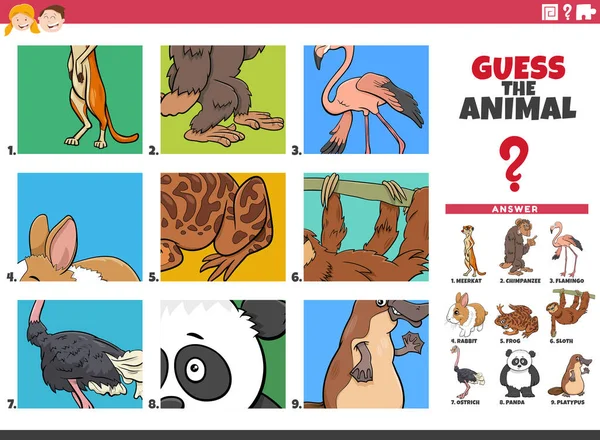 Rajzfilm Illusztrációja Oktatási Feladat Találgatás Állatfaj Gyermekek Számára — Stock Vector