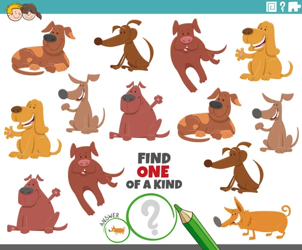 Illustrazione Cartone Animato Trovare Compito Educativo Immagine Tipo Con Cani — Vettoriale Stock